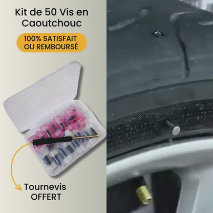 alluma. | Réparez vos Crevaisons en 60 Secondes - Kit de 50 Vis en Caoutchouc pour Pneus + Tournevis OFFERT